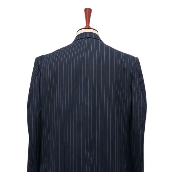 Mens 46R Blazer Sport Coat Wool Blue Green Pinstripe Jacket Formal Wedding Party